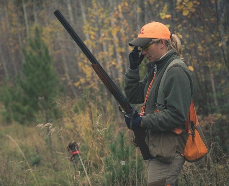 A biologist hunts ruffed grouse in Minnesota.