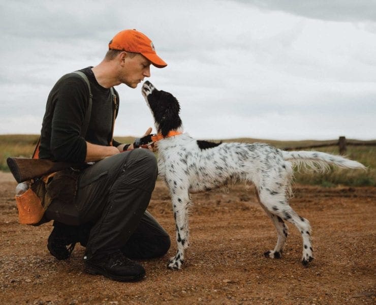 A hunter with his English Setter.