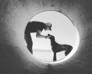 chukar hunter and owner of upchukar Travis Warren with his bird dog.