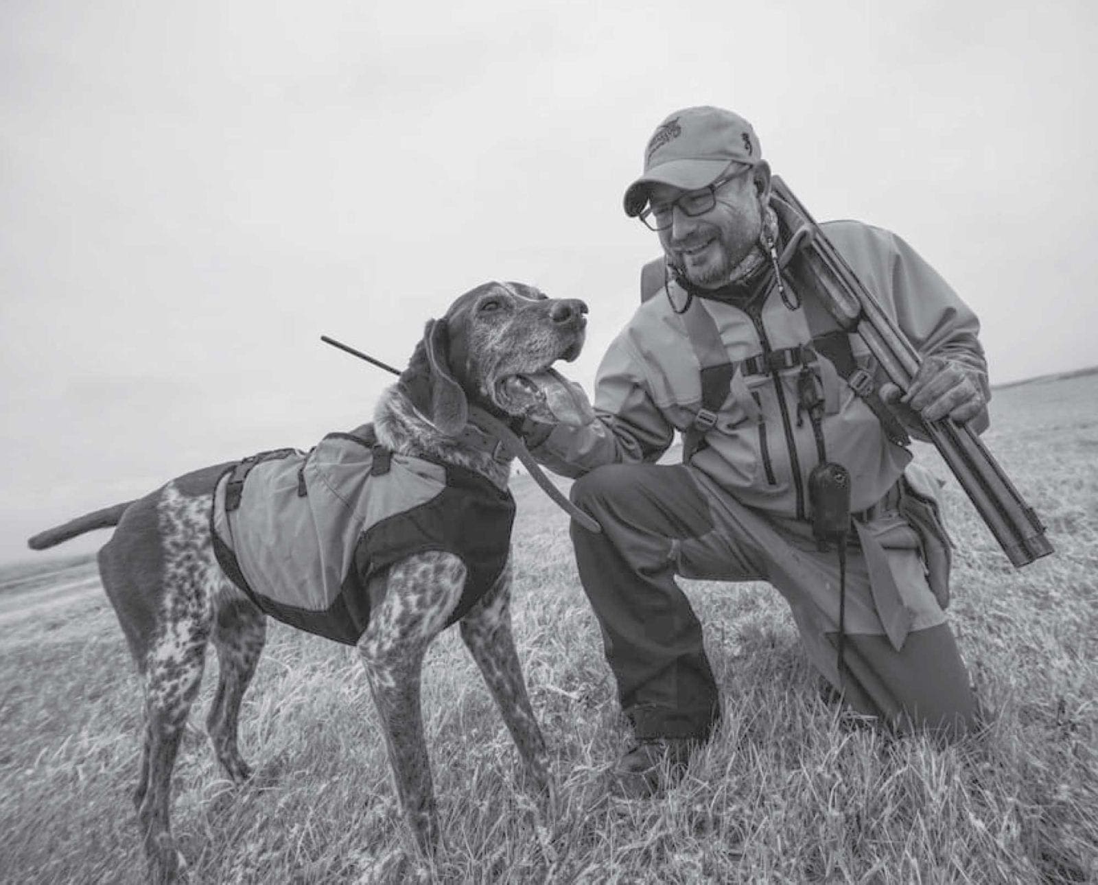 Pheasant hunter, Bob St Pierre with his German shorthaired pointer