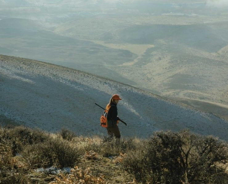 A chukar hunter walking the mountains in Washington.