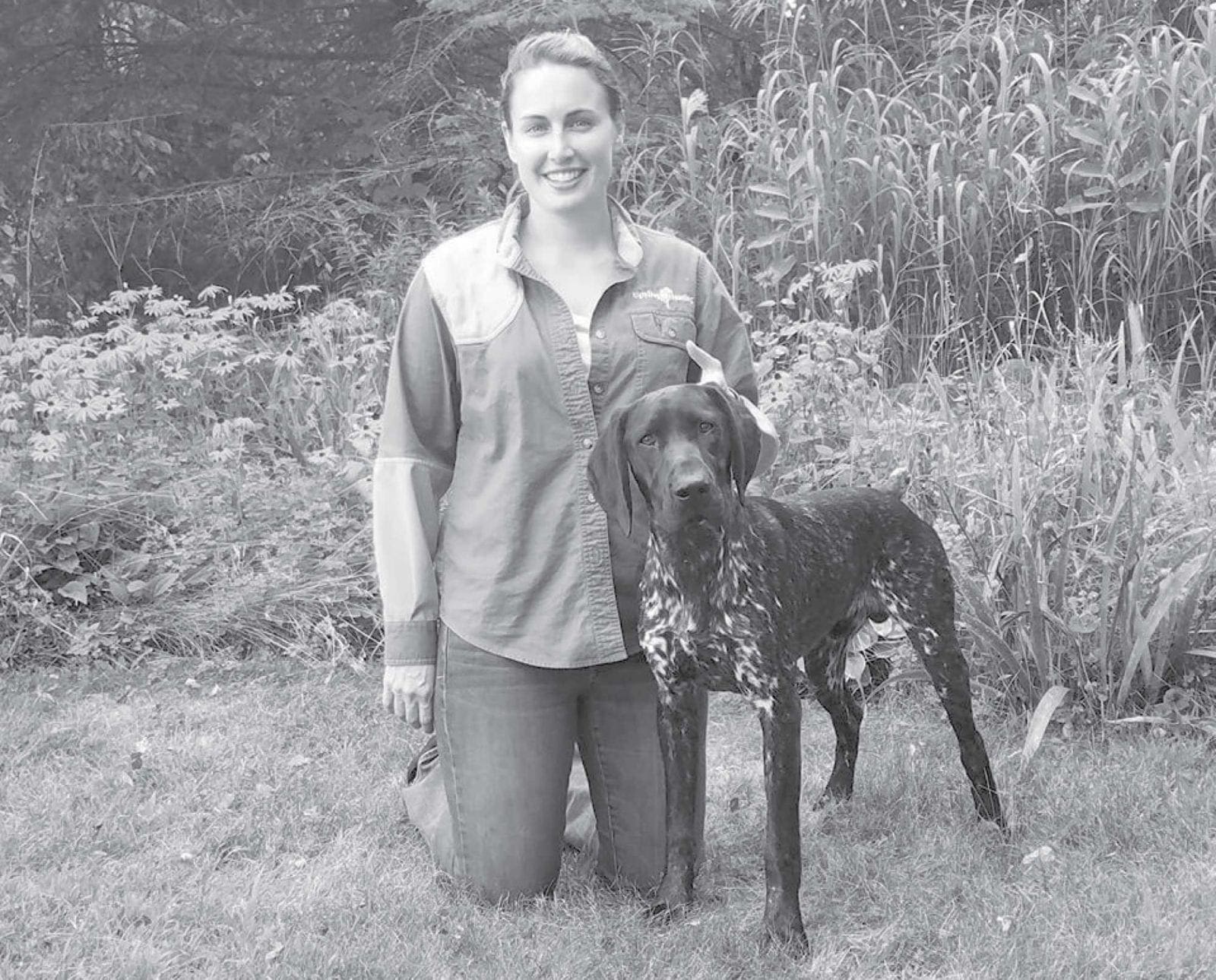 Upland hunter and veterinarian, Kristina Mott with her German shorthaired pointer