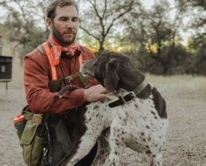 Pat from Border to Border Outfitters with one of his bird dogs.