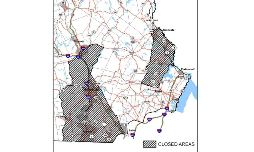 A map of restricted cottontail rabbit hunting areas