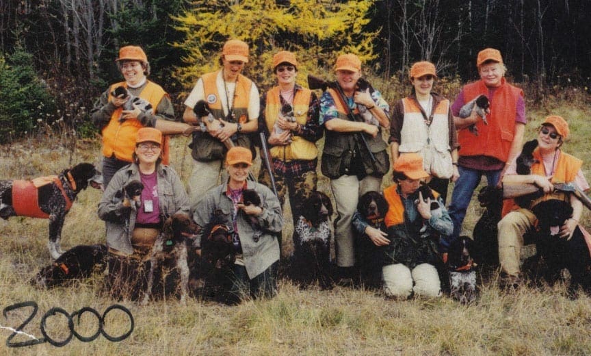 A group of women hunters with their bird dogs in Maine. 
