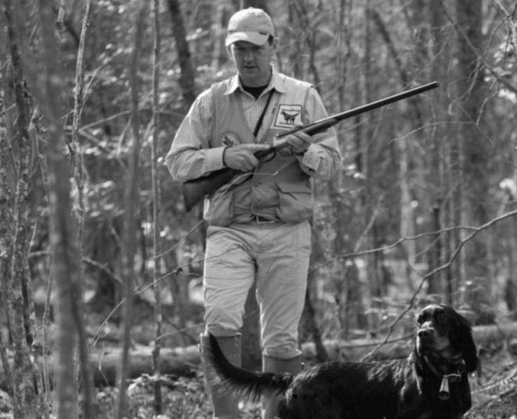 Stephen Faust and Gordon setters hunting woodcock