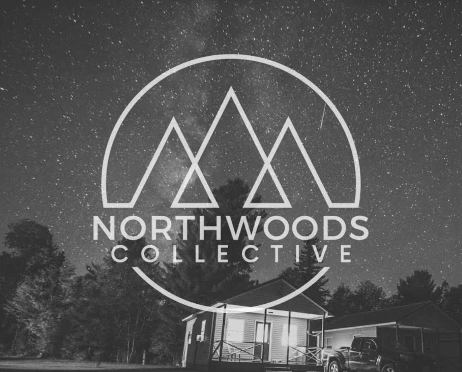 The Northwoods Collective logo over a star scape.