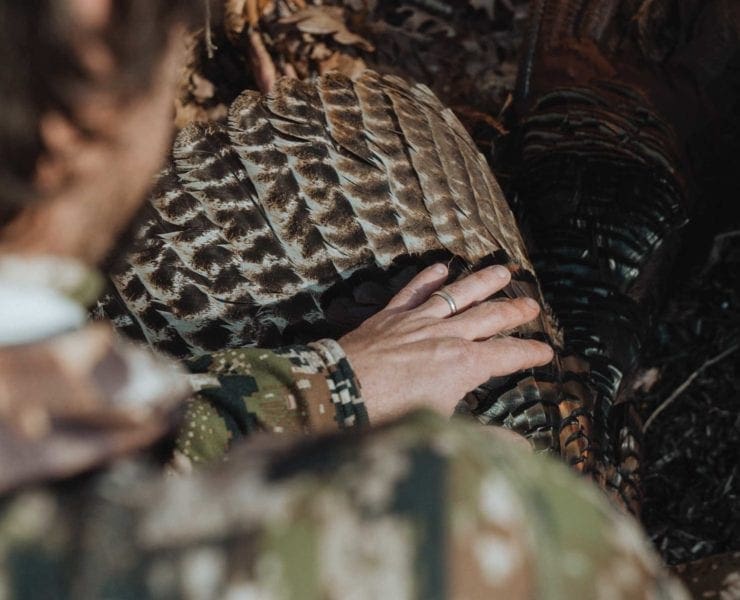 A turkey hunter connecting with their food source.