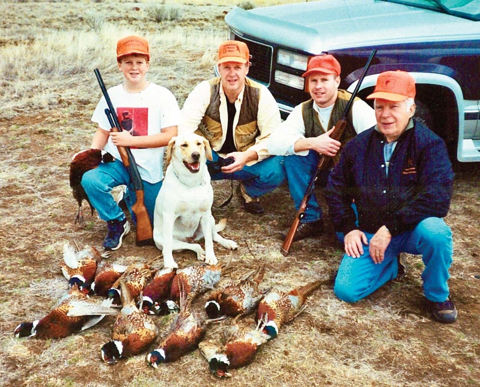 The author on a pheasant hunting trip with his family as a kid.