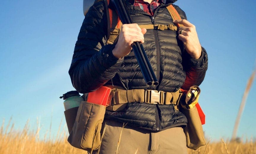 A wide view of the Hunt Redi upland strap vest,