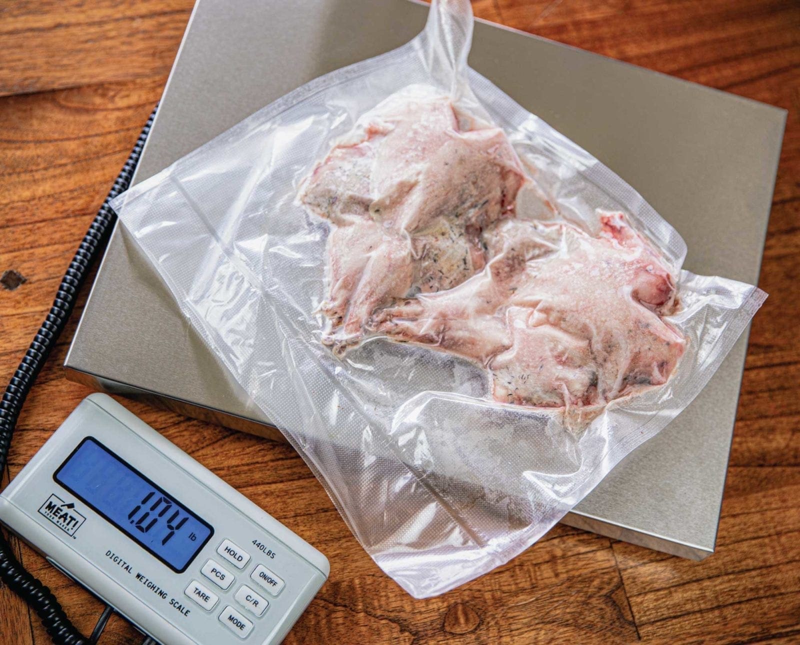 Wild bird meat in a vacuum sealed bag