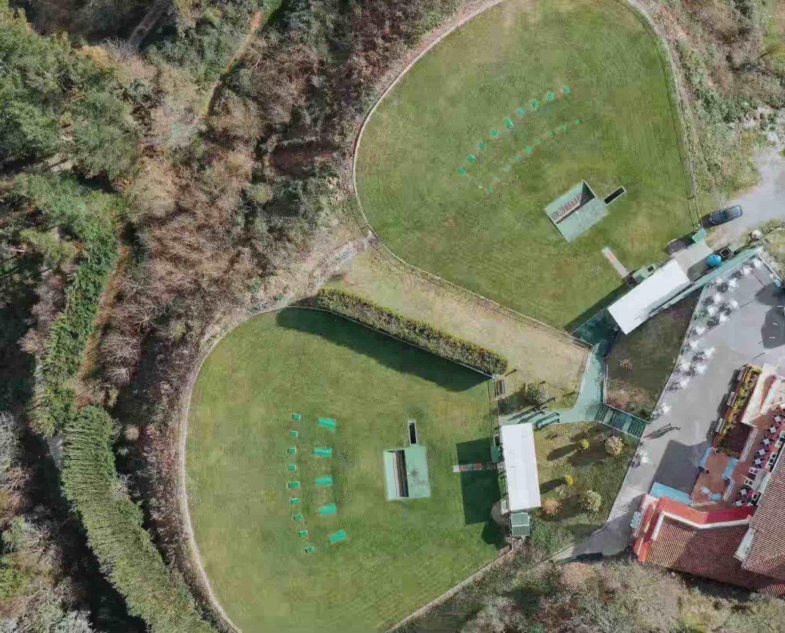 Birds-eye view of a clay target shooting range