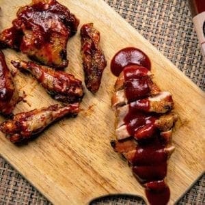 Mesquite barbecued pheasant on a cutting board