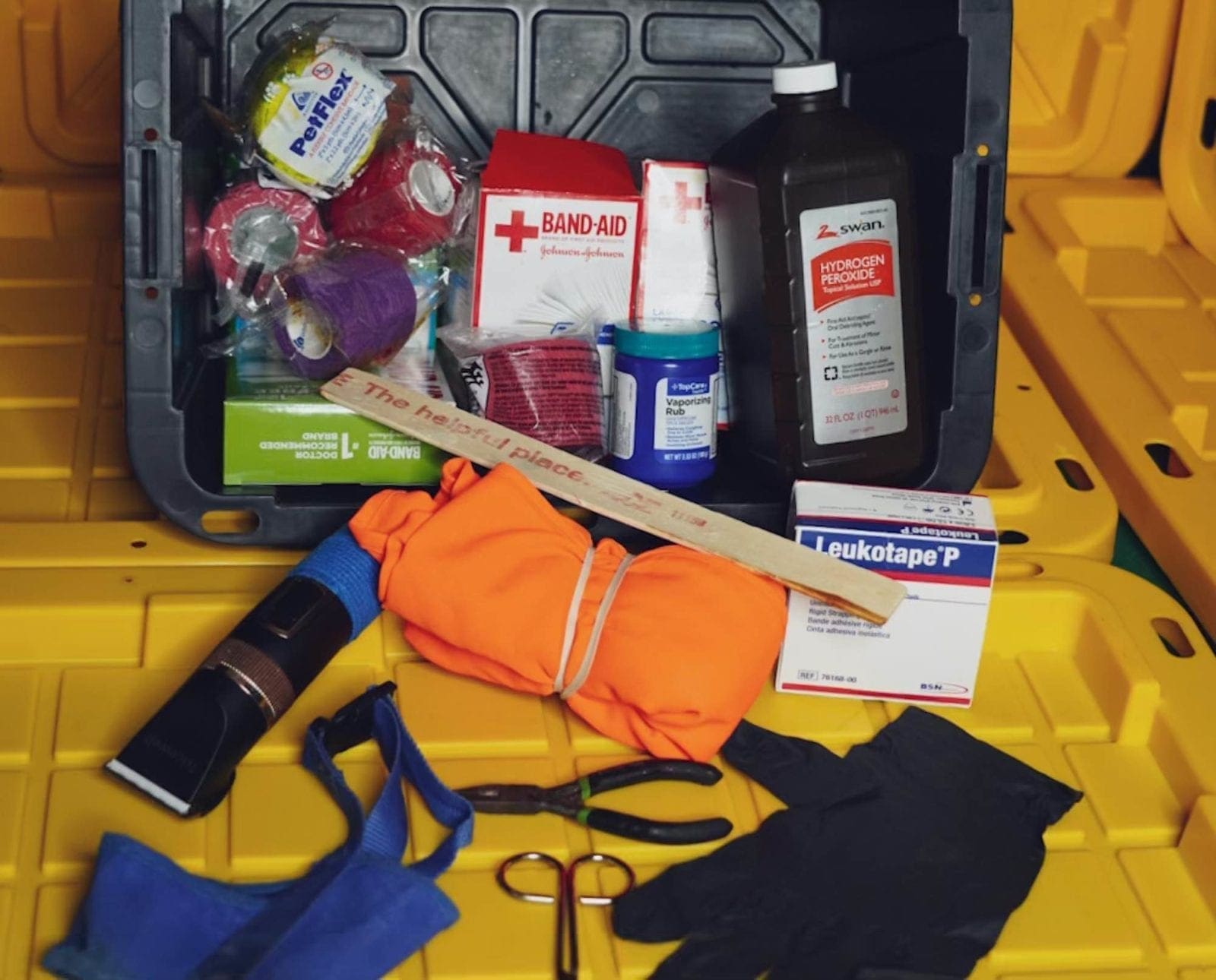 Contents of a dog first aid kit