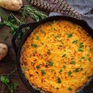 Shepherd's Pie, Upland-Style in a cast iron skillet