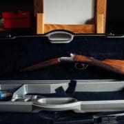 Beretta 486 Parallelo round-action shotgun in a case