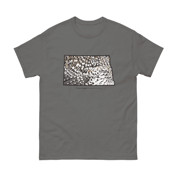 North Dakota Bird hunting t-shirt with sharp-tailed grouse design