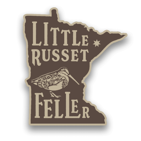 Little russet feller sticker with a woodcock in Minnesota