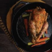 A pheasant roasted and ready to serve