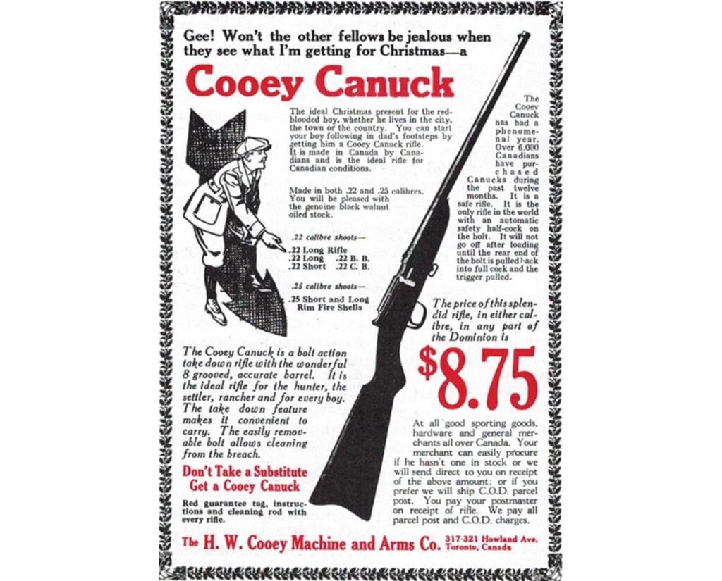 An advertisement for Cooey rifles