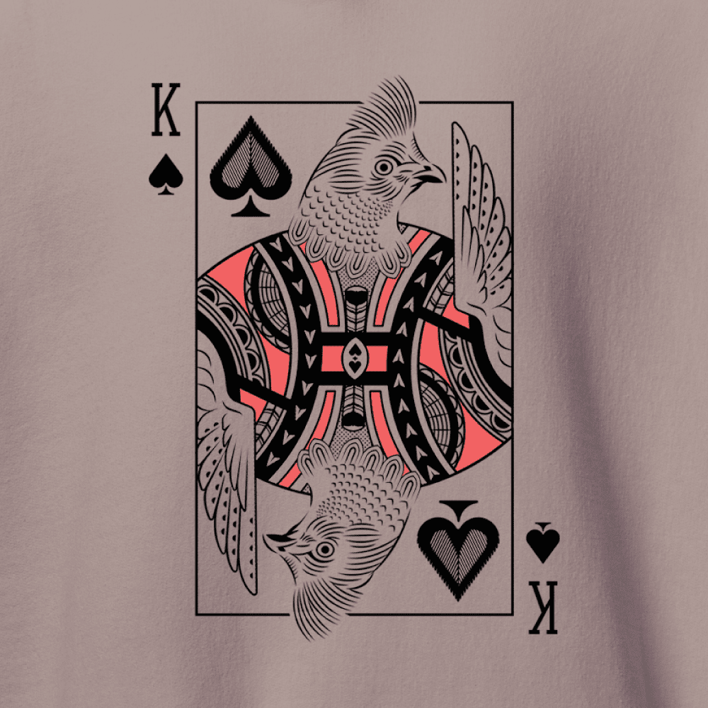 Close up of the ruffed grouse playing card hoodie