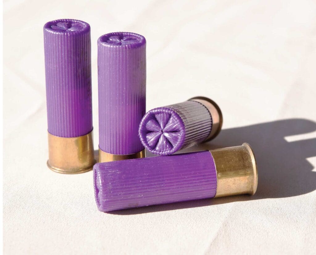 The iconic purple 16-gauge shotgun shells