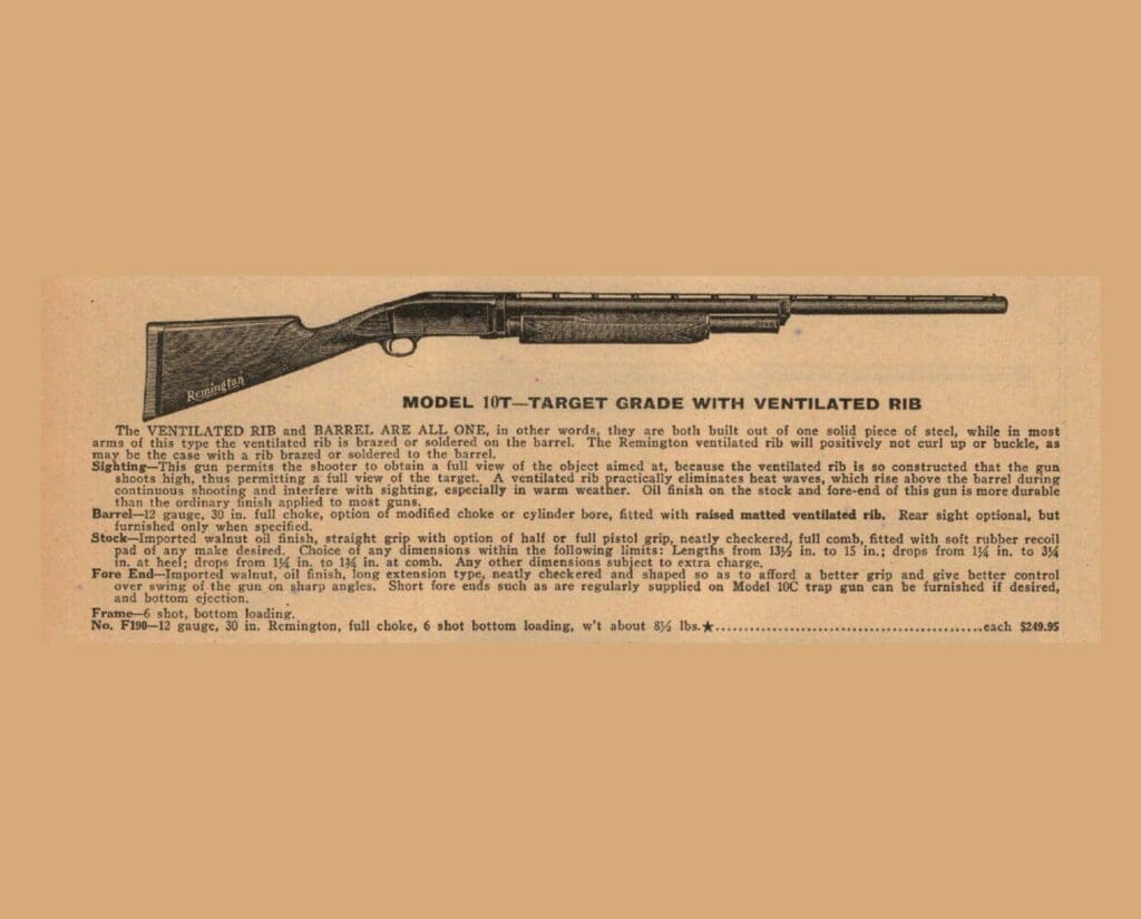 1927 advertisement for the Model 10T target grade shotgun 