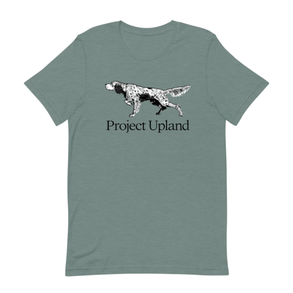English Setter on project Upland T-shirt in Sage green