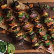 Dove skewers ready to eat