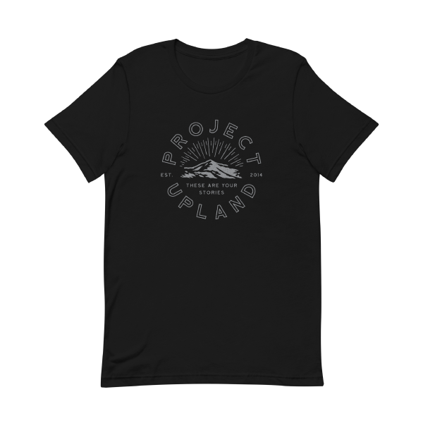 Project Upland Logo T-shirt on black heather with gray logo