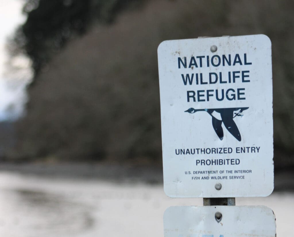 National Wildlife Refuge sign. 
