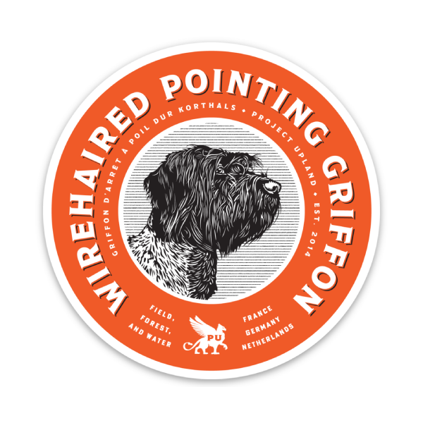 A wirehaired pointing griffon sticker made with premium vinyl