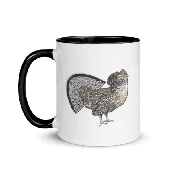 A fanning ruffed grouse on an 11oz ceramic coffee mug