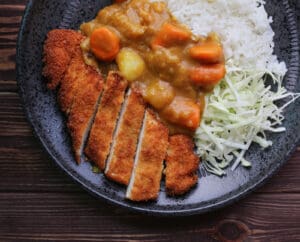 Pheasant Japanese Katsu Curry on a plate with rice