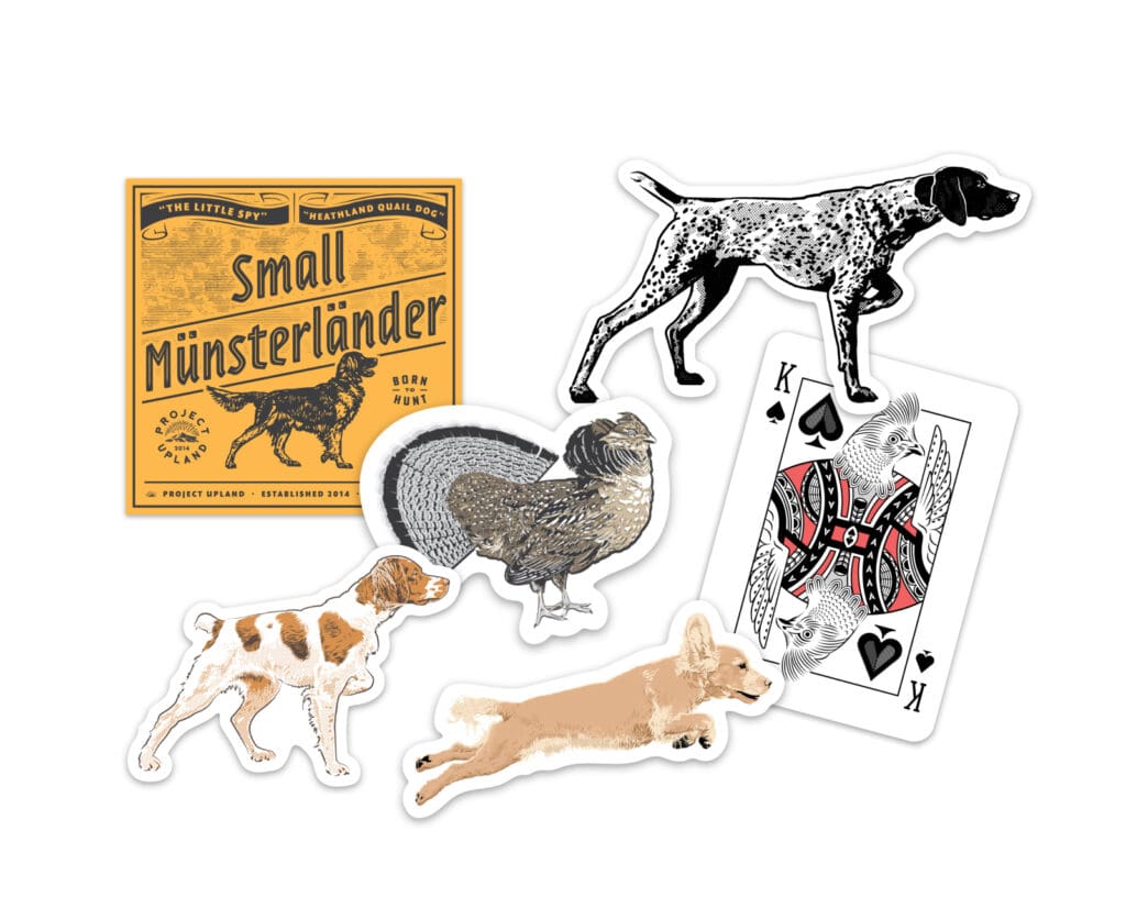 A selection of dog breed and wild bird stickers