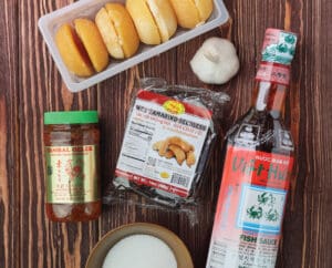 Vietnamese cooking ingredients for Tamarind Fried Quail