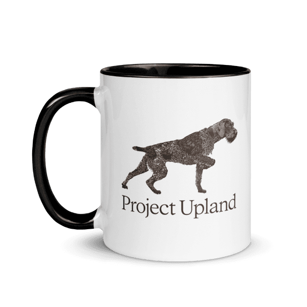 A German Wirehaired Pointer profile on a coffee mug
