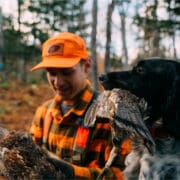 filmmaker Kevin Erdvig with his English Setter grouse hunting
