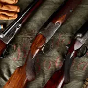 A collection of vintage shotguns used for hunting