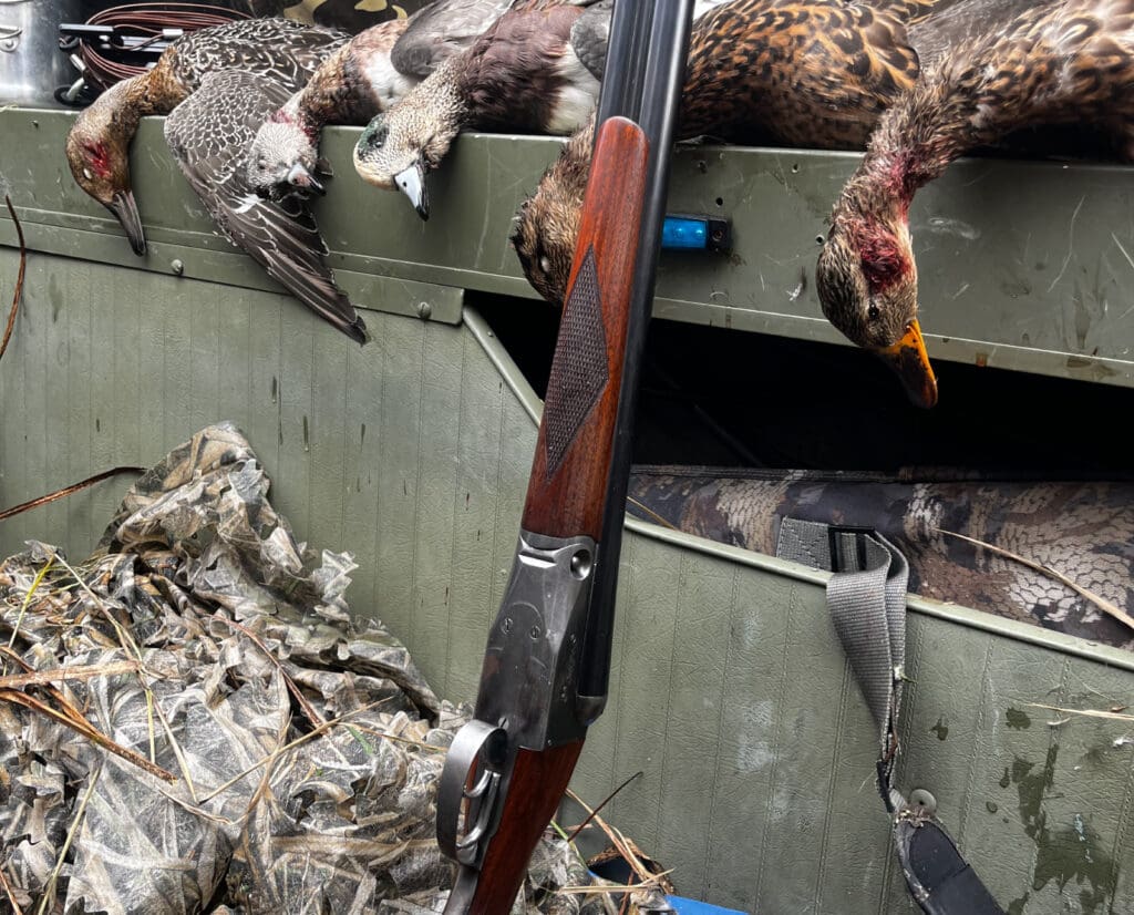 The author uses a vintage shotgun to hunt ducks. 