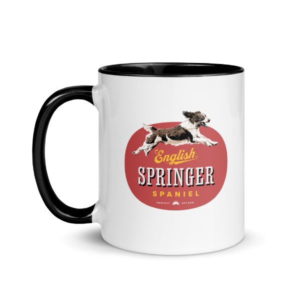 An Springer Spaniel design on a coffee mug.