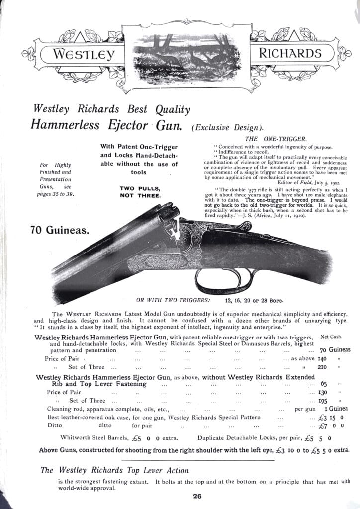 A page from Westley Richards & Co.’s seminal 1912 catalog.