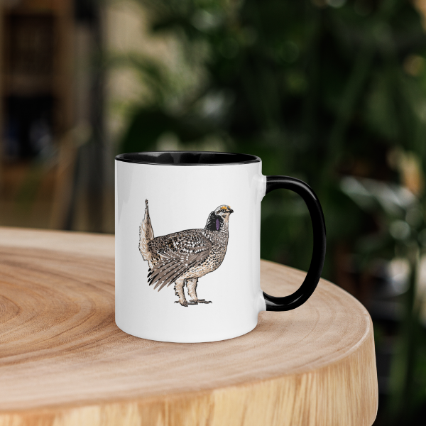 A sharp-tailed grouse coffee mug being used for breakfast