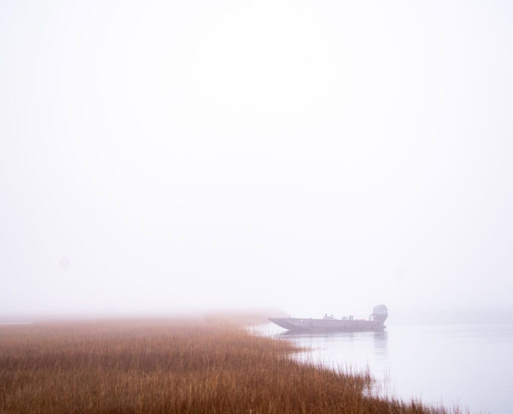 A duck boat in black duck habitat.