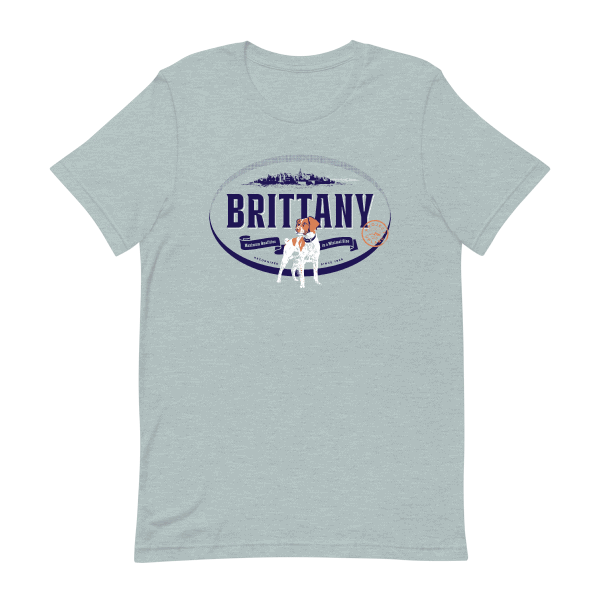 This dog breed shirt features the Brittany in a beautiful label design.