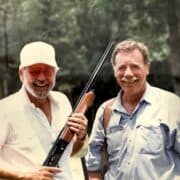 Outdoor writers Bob Brister (right) and Gene Hill (left) at the Highland Bend US National Sporting Clays Championship.