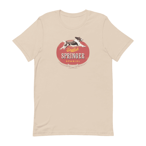 English-Springer-Spaniel-Shirt Springer Spaniel shirt with the dog and name.
