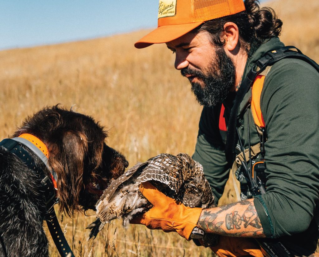 The author hunting in North Dakota with his bird dog. 