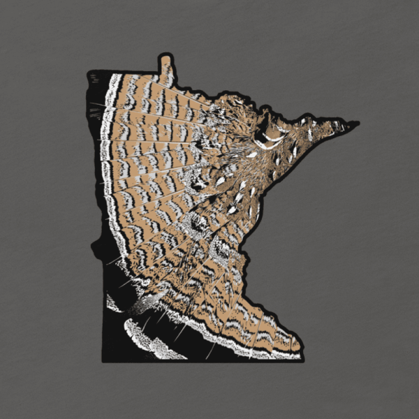 Minnesota-Ruffed-Grouse-T-shirt-dark-gray-t-shirt-close-up Minnesota-Ruffed-Grouse-T-shirt-dark-gray-t-shirt-close-up