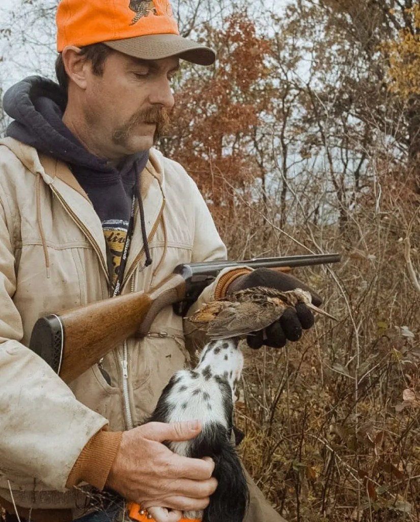 Biologist Kyle Hedges woodcock hunting in Missouri. 